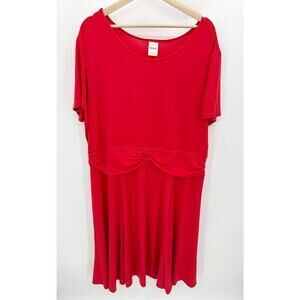 Blair Dress Women 2XL Red Knee Length Modest Slinky Casual Ruched